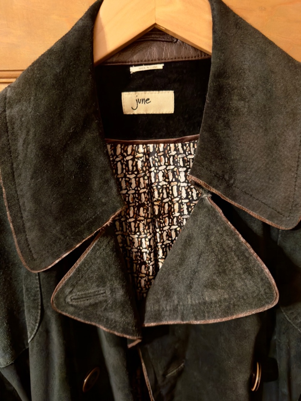 June Black Suede Trench Coat - Women's Jacket